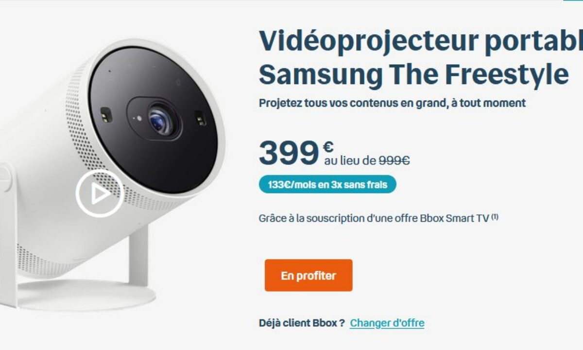 Bouygues Telecom : le vidéoprojecteur Samsung The Freestyle à prix cassé  avec les Bbox Smart TV