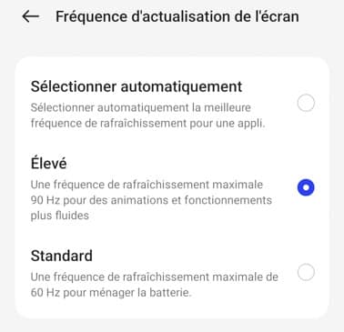 fréquence d'écran realme C55