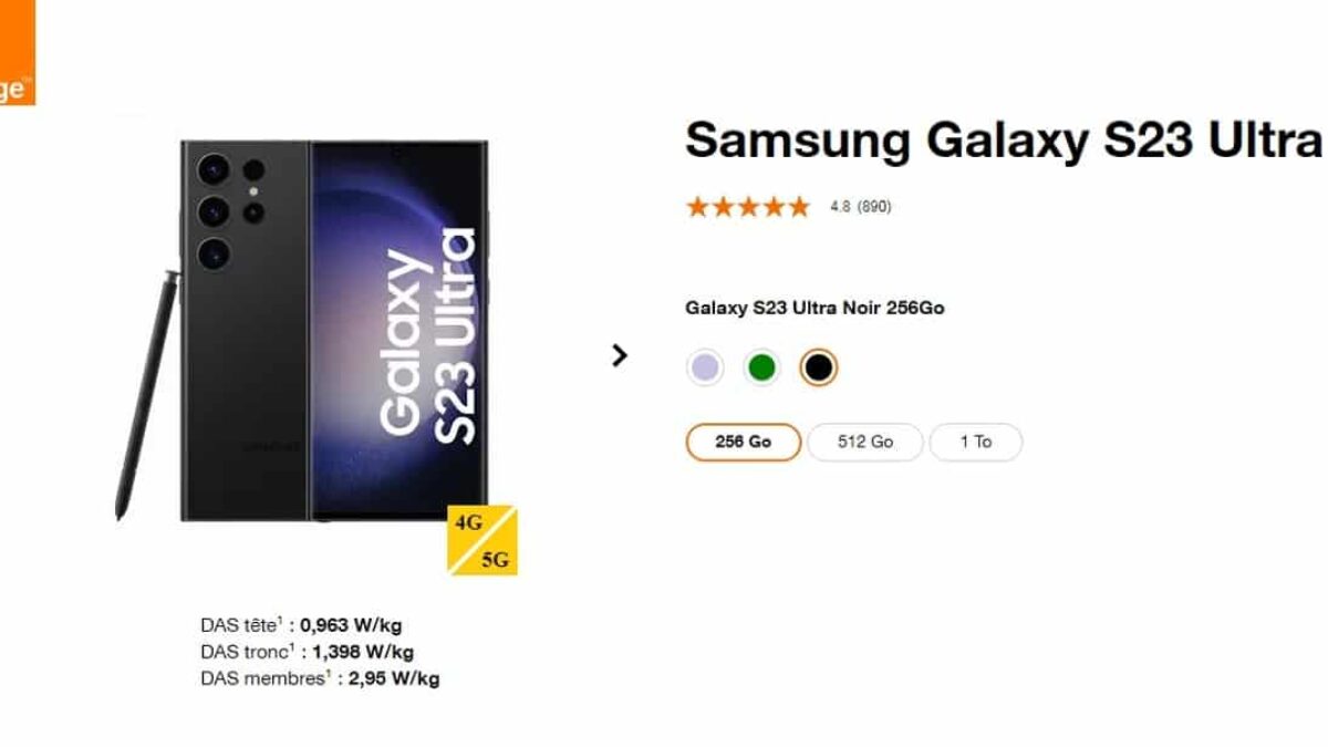 Orange : le Samsung Galaxy S23 Ultra 256 Go au meilleur prix